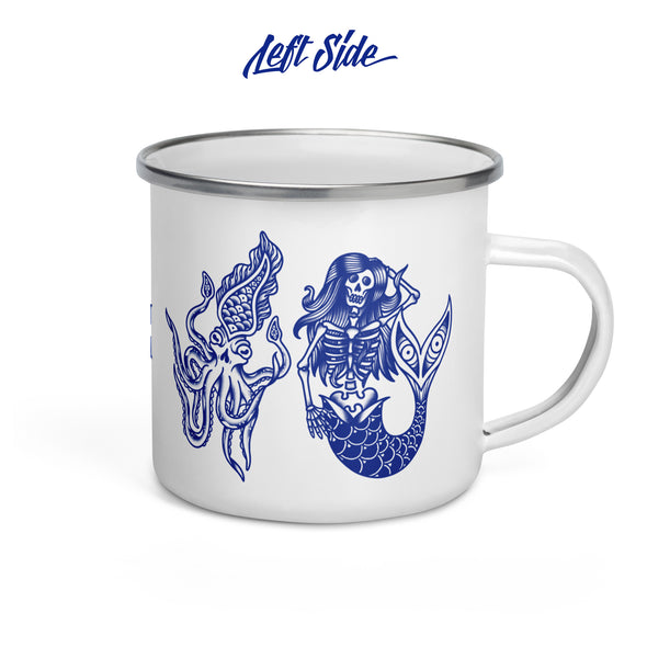 Sink Or Swim Tattoo Stencil 12oz Enamel Mug