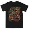 American Traditional dragon tattoo design on black cotton t-shirt