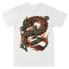 Traditional dragon tattoo design on white t-shirt