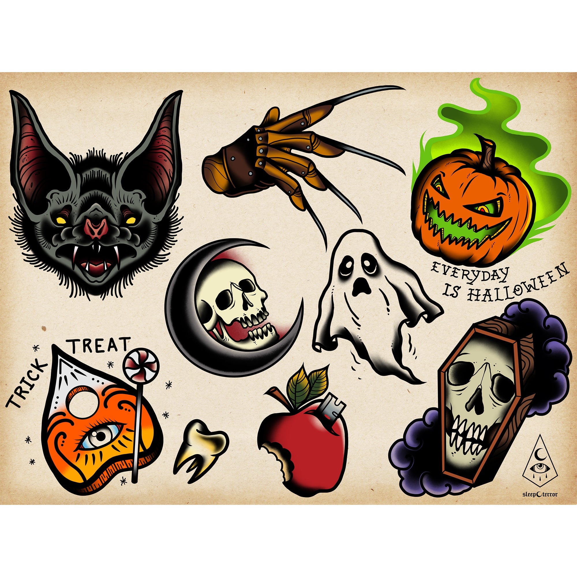 Lsly en Twitter Halloween tattoo flash Its never too early halloween  tattooflash halloweenflash doodles spooky scythe planchette poision  bat pumpkin illustration httpstcoHoSNsqULY1  Twitter